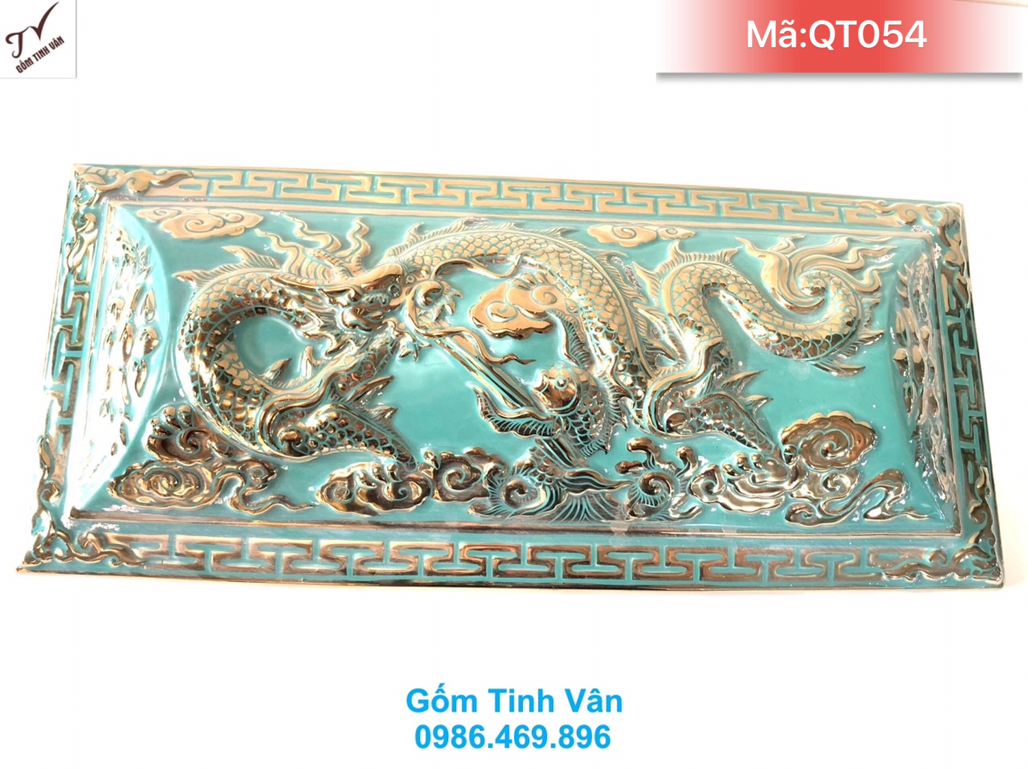 Quách tiểu cải táng mái vòm, mã QT054, men xanh ngọc vẽ vàng 24 k cao cấp, quách 76x37x43 cm, tiểu 67x33x27 cm, quách tiểu bốc mộ gốm bát tràng