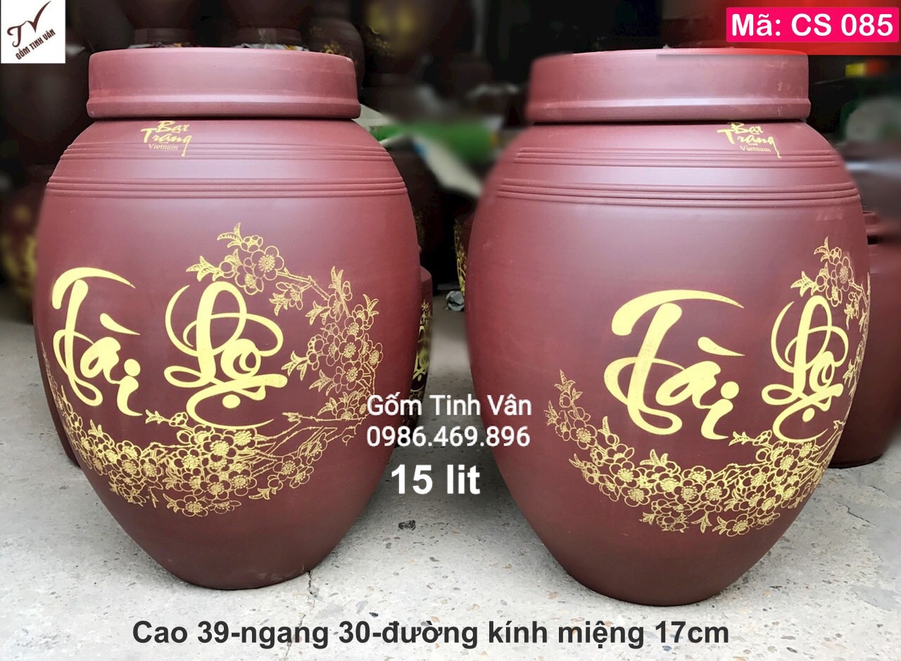 BẢNG GIÁ các mẫu chum 15 lit ngâm rượu gốm Bát Tràng Tinh Vân