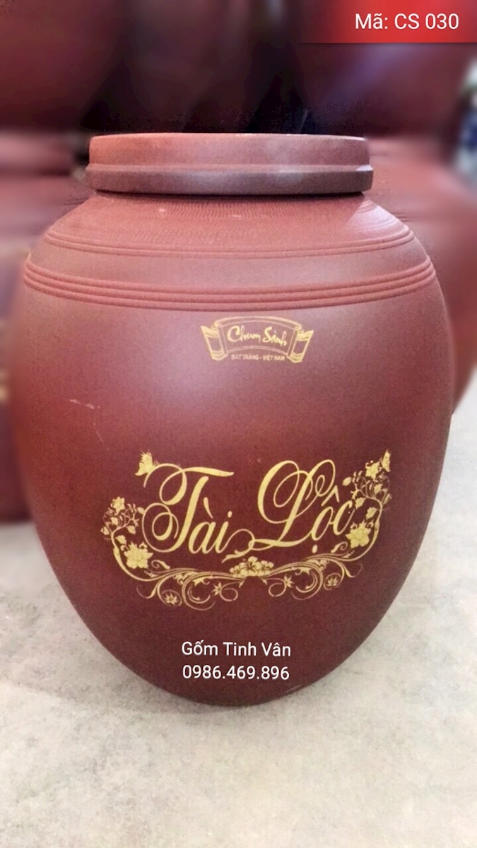 Chum gốm tử sa 100lit, 1 nắp ko men, khử độc nhanh, khử andehit, hạ thổ, h 70-r 50-đk miệng 28 cm, mã cs030, gốm bát tràng, tinh vân