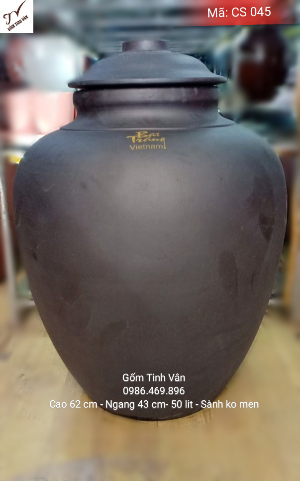 Chum sành ko men, mã CS045, cao 62 - ngang 43 cm, ngâm rượu, có thể hạ thổ, bình ngâm rượu bền đẹp, dày dặn, khử andehit, dung tích 50 lit, gốm bát tràng, tinh vân