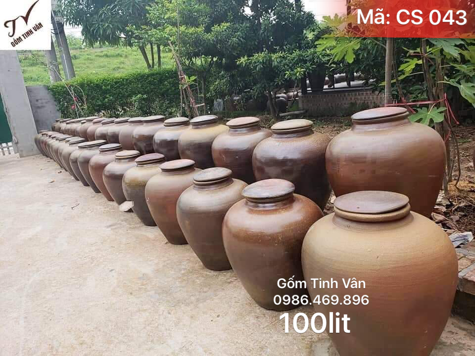 Chum sành ngâm rượu ko men, mã CS043, dung tích 100 lit, bình ngâm rượu hạ thổ, hàng xịn, khử andehit, ngâm rượu ngon, bình dày dặn, bền đẹp, gốm bát tràng, tinh vân