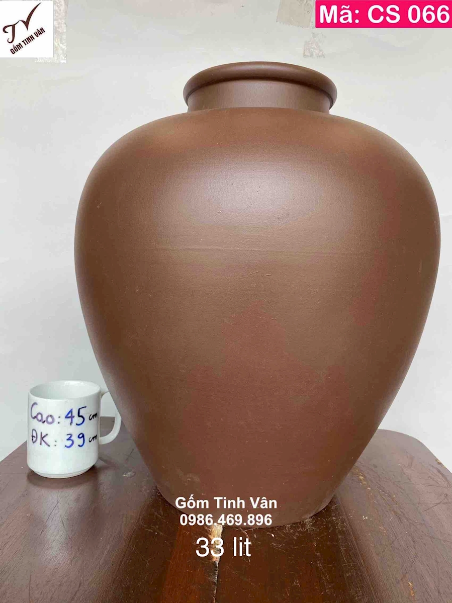 Chum sành xịn không men 33 lit, mã CS066,ngâm rượu ngon, hạ thổ, khử độc, làm mát rượu, bền đẹp, cao 45 rộng 39 cm, gốm bát tràng tinh vân cao cấp