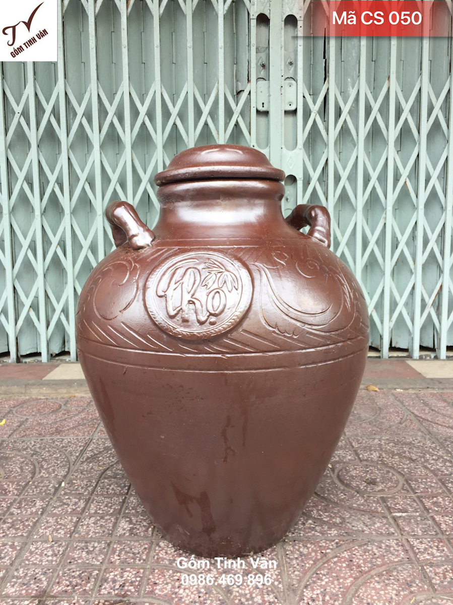 Chum sành xịn ngâm rượu ngon, mã CS050, dung tích 50 lit, bình ngâm rượu ngon, dày dặn, bền đẹp, khử andehit, khử độc tố, làm mát rượu, có thể hạ thổ lâu năm, gốm bát tràng tinh vân