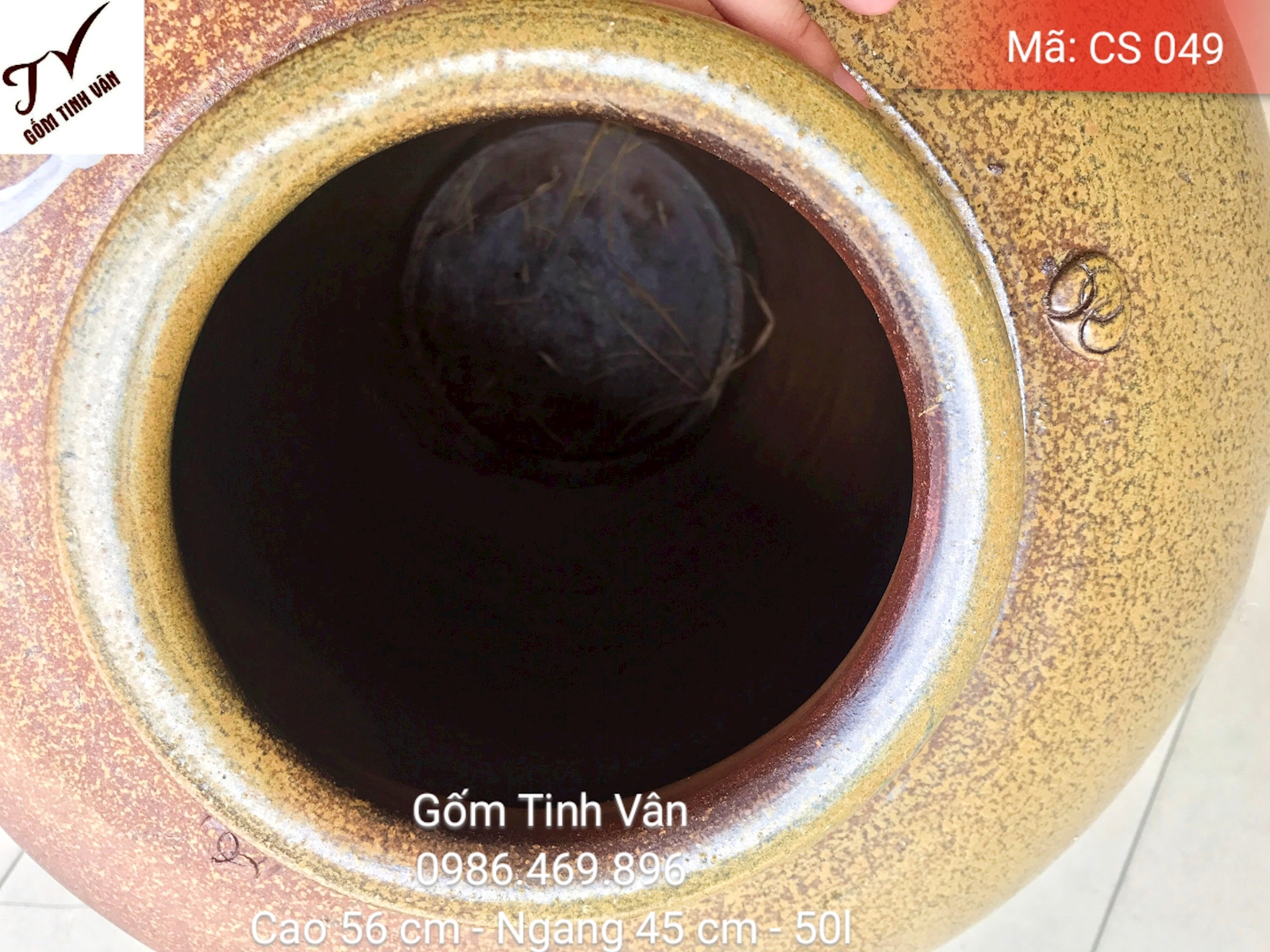 Chum sành xịn ngâm rượu, mã CS049, hũ sành ko men, khử andehit, dung tích 50 lit, cao 56, ngang 45 cm, gốm sứ bát tràng, tinh vân