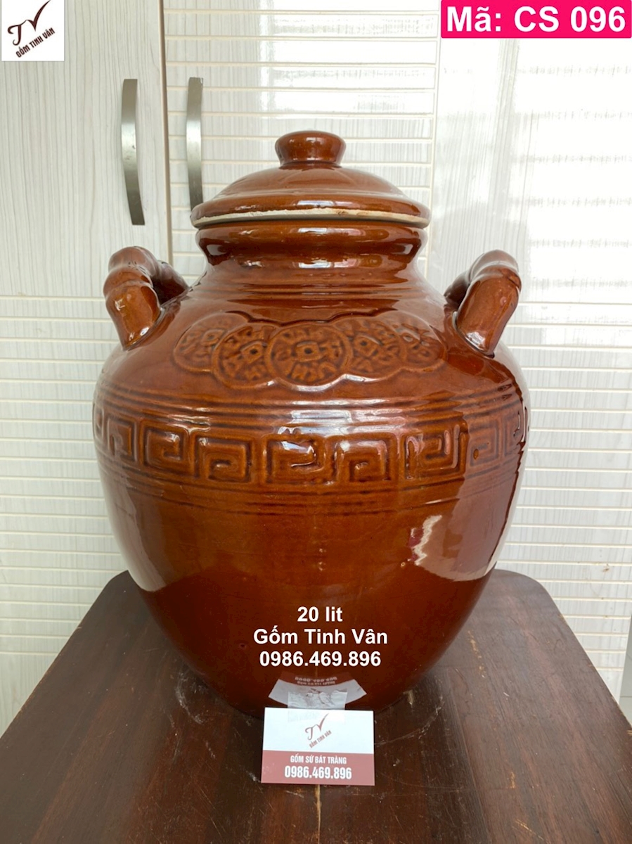 Chum sành da lươn 20 lit gốm bát tràng, mã CS096, ngâm rượu ngon, sạch sẽ, làm mát rượu, cao 45 ngang 35 cm, bình gốm ngâm rượu bát tràng tinh vân