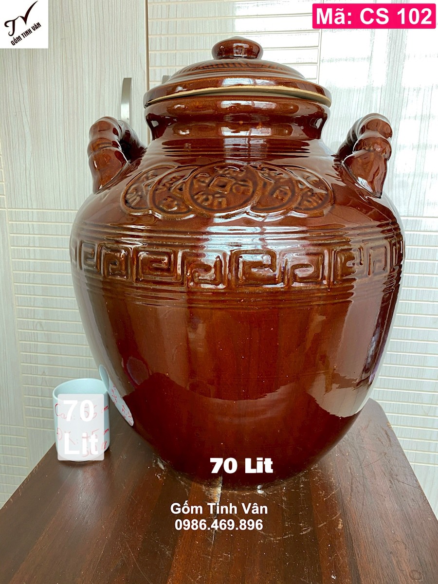 Chum sành da lươn 70 lit, mã CS102, bình ngâm rượu đẹp, chum gốm ngâm rượu ngon, gốm sứ bát tràng, tinh vân