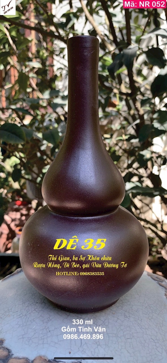 Nậm rượu hồ lô 330 ml, mã NR052, gốm tử sa bát tràng, in logo, in tên nhà hàng, quà tặng quà biếu ý nghĩa, giá báo trên 50 chiếc, hồ lô rượu gốm tinh vân