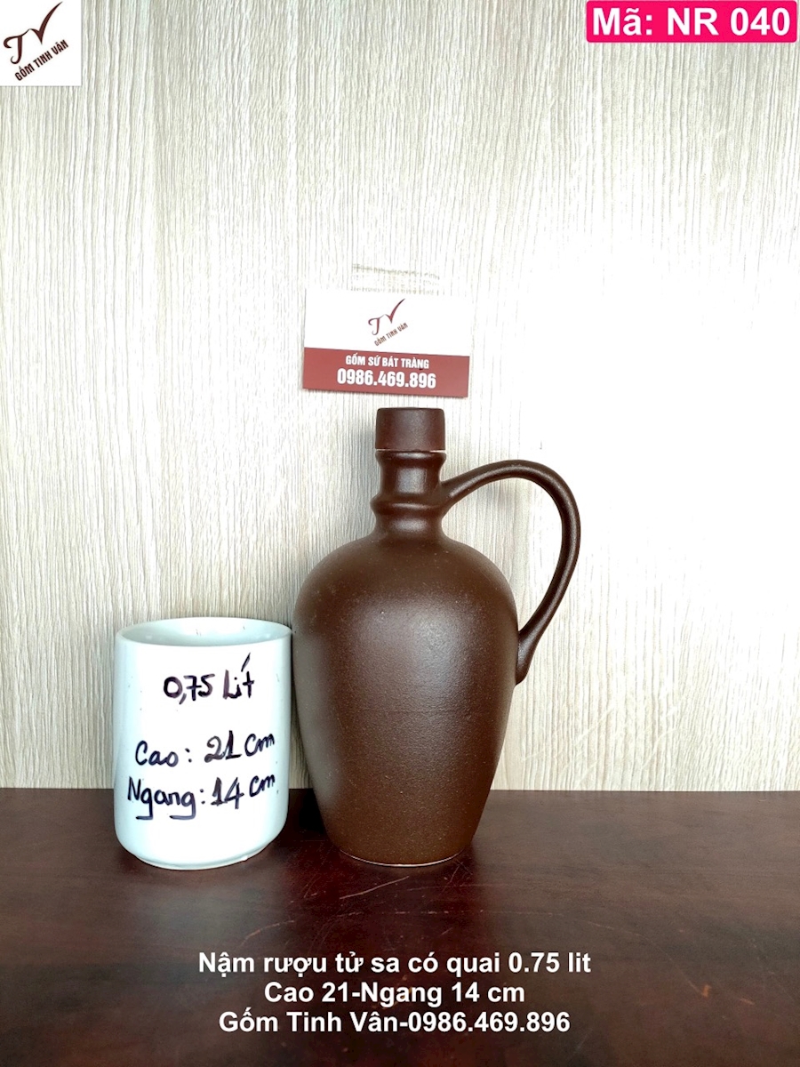 Nậm rượu gốm sứ bát tràng - 0.75lít - NR040