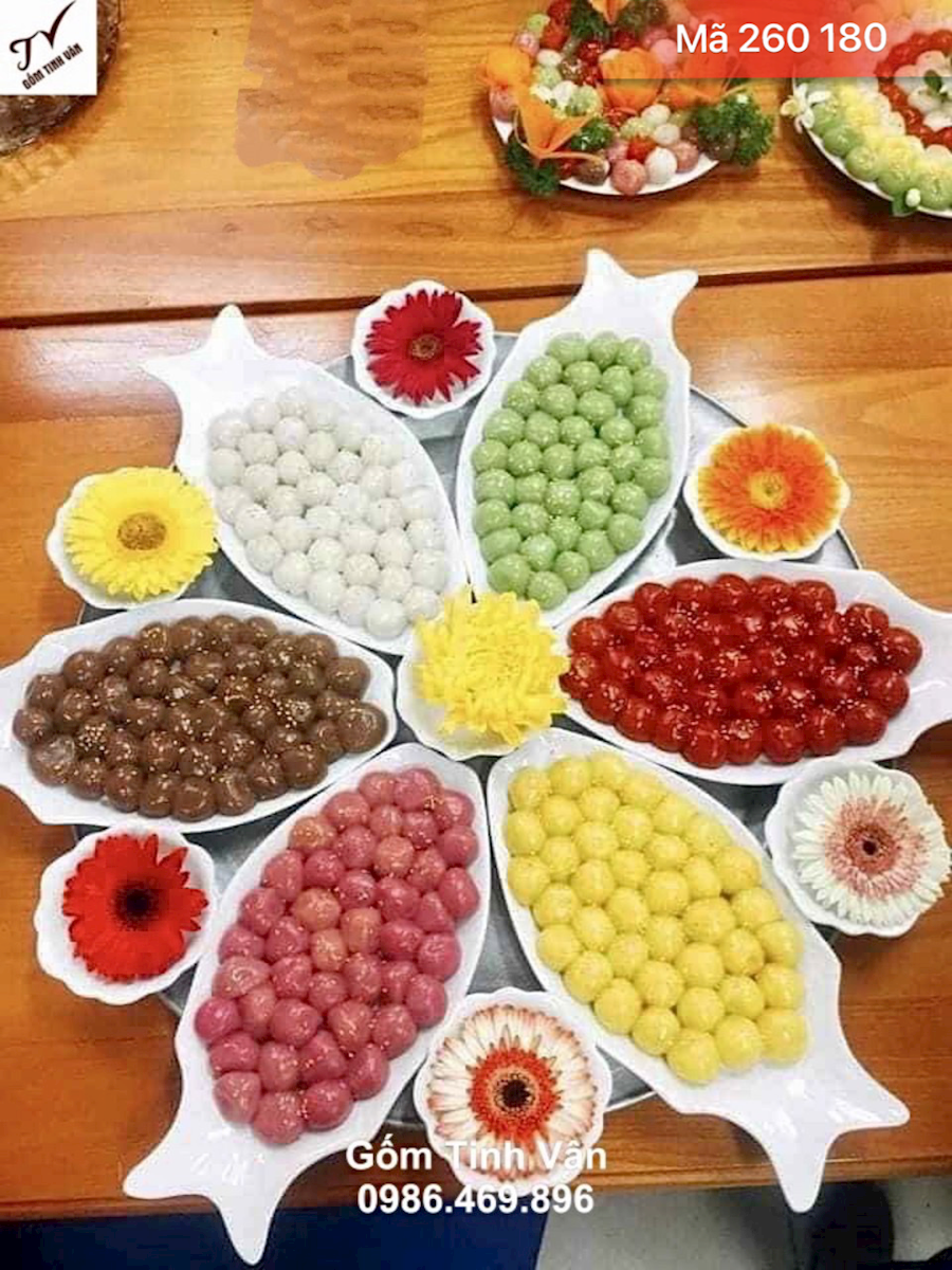 Bộ đĩa hình cá, men trắng, mã 260180, đk 55 cm, bày mâm cỗ đẹp mắt, gốm bát tràng cao cấp