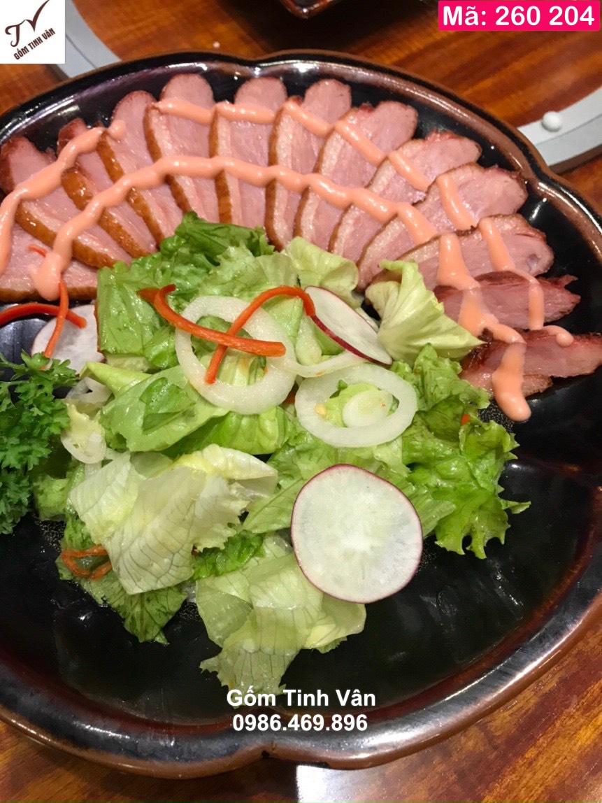 Chén đĩa nhà hàng men nâu hoả biến, mã 260204, bộ bát đĩa nhà hàng nhật, hàn sang trọng, đẳng cấp, bày đồ ăn đẹp, tô chén dĩa gốm bát tràng tinh vân