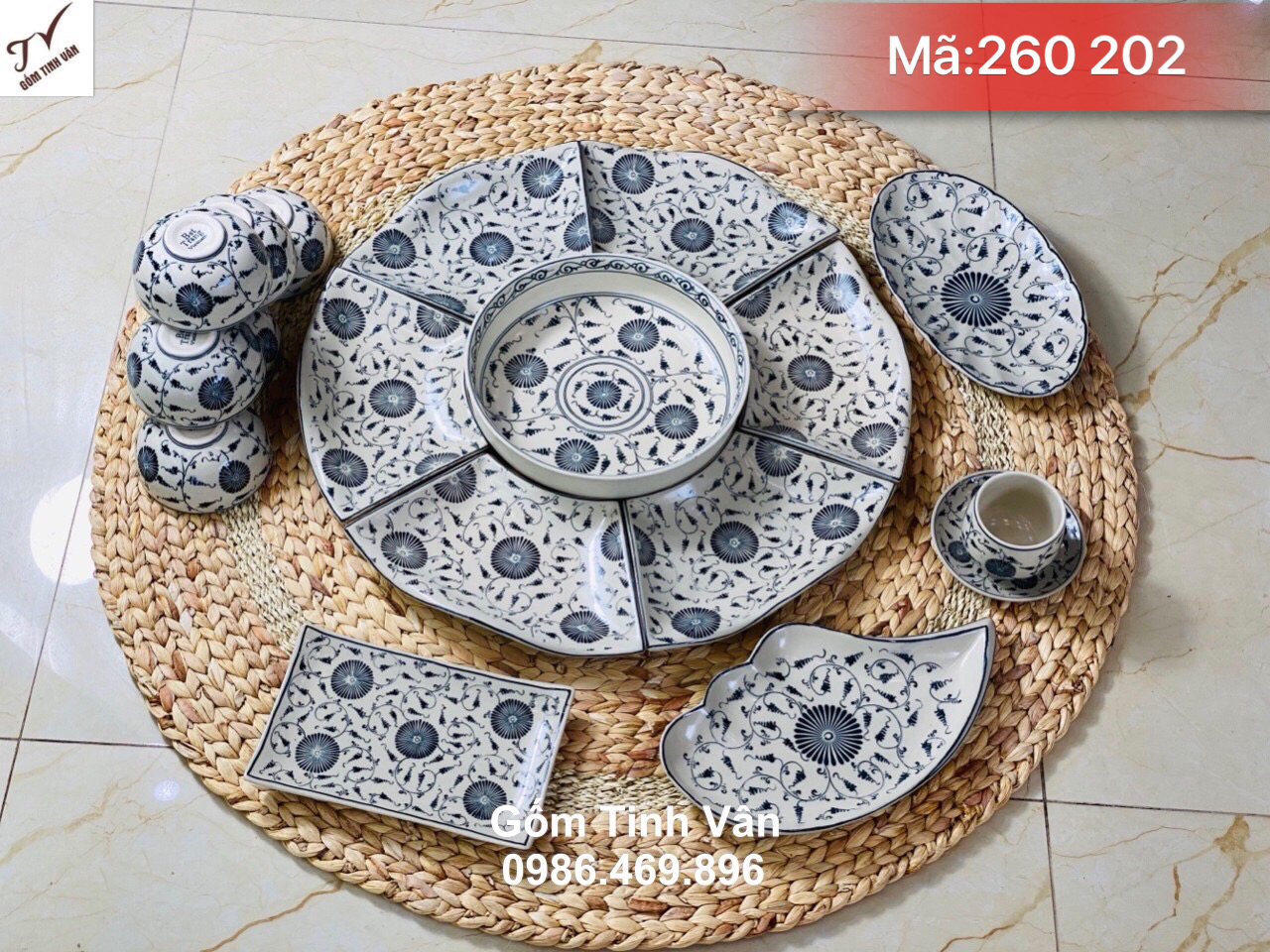 Bộ tô chén đĩa mặt trời hoa hoa cúc đen men rạn cổ truyền thống, mã 260202, bộ gồm 1 tô, 6 chén cơm, 2 chén chấm, 6 đĩa, đĩa lá và chữ nhật, trang trí mâm cơm sang trọng, đẹp mắt, quà tặng ý nghĩa, chén đĩa hoa mặt trời bát tràng
