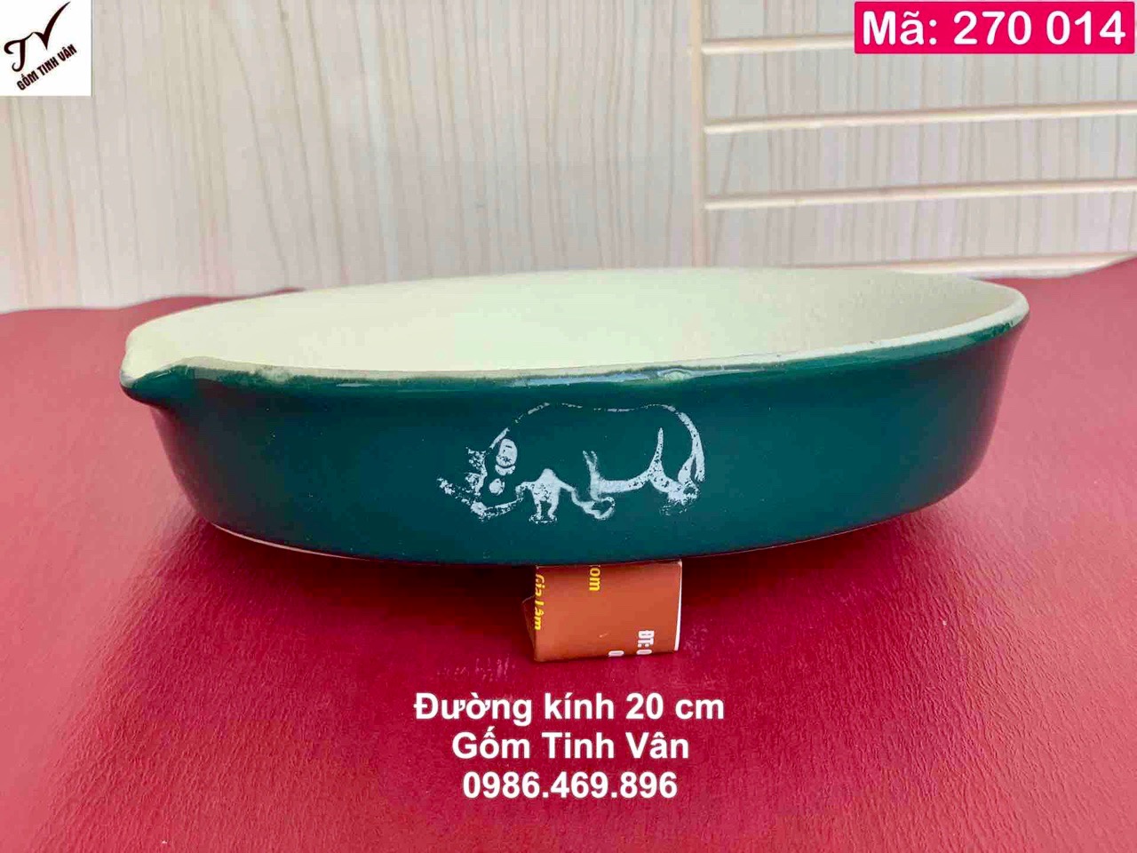Đĩa mài sừng tê giác đường kính 20 x cao 3 cm, mã 270014, gốm bát tràng, men xanh lục