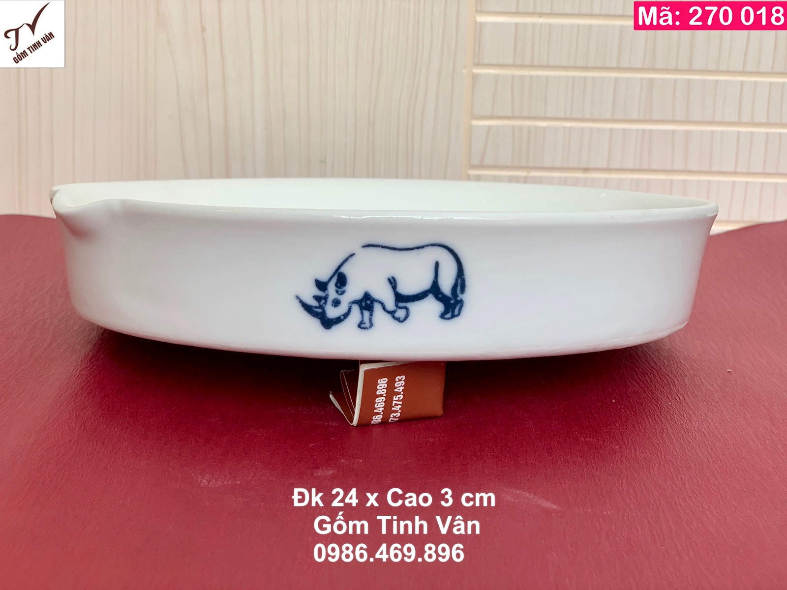 Đĩa mài sừng tê giác, mã 270018, đường kính 24 cm, cao 3 cm, nguyên liệu gốm sứ bát tràng cao cấp, độ nhám cao, mài sừng tốt