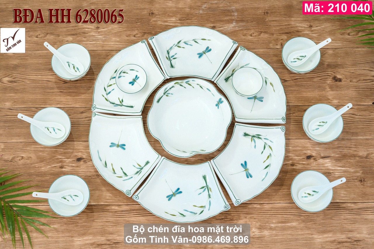 Video 10 mẫu chén đĩa hoa mặt trời đẹp nhất, mã 210040, men trắng, men kem, men xanh ngọc lục bảo viền vàng 24 k sang trọng, bộ đồ ăn đẹp, gốm sứ bát tràng tinh vân