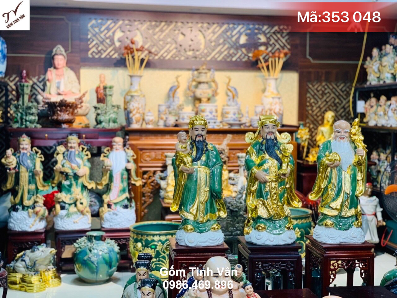 Bộ sưu tập các mẫu tượng gốm phong thuỷ cao cấp, mã 353048, tượng di lặc, tượng tam đa phúc lộc thọ, quan công, vân trường, phật bà, thập bát la hán, tượng gốm bát tràng cao cấp