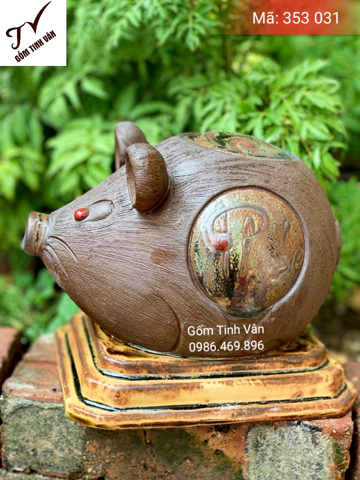 Linh vật canh tý, mã 353031, chuột phúc lộc thọ, gốm tử sa bát tràng, mang tài lộc, may mắn đến gia chủ, gốm tinh vân