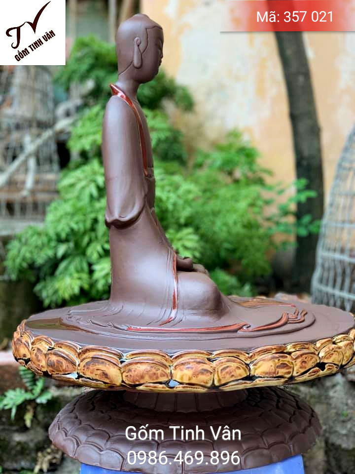 Tượng phật ngồi đài sen, mã 357021, gốm sứ bát tràng, tinh vân,