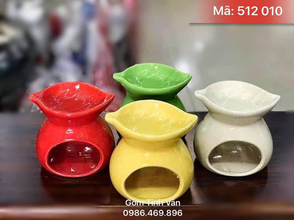 Set 4 đèn xông tinh dầu đốt nến (đèn cầy), mã 512010, cao 10 cm, gốm bát tràng, tinh vân