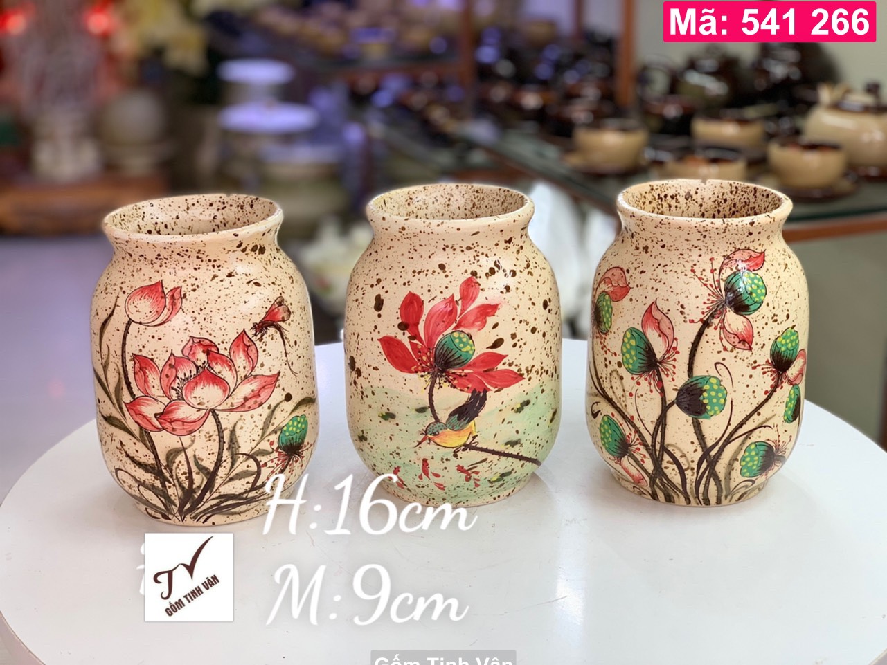 1 chiếc lọ, hoa, bình bông, mã 541266, cao 16 cm, vẽ tay, hoa sen hồng,gốm bát tràng, tinh vân