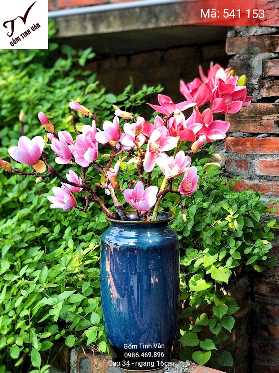 Bình bông men xanh đá hoả biến,  mã 541153, cao 34 cm ngang 16 cm, gốm bát tràng, tinh vân