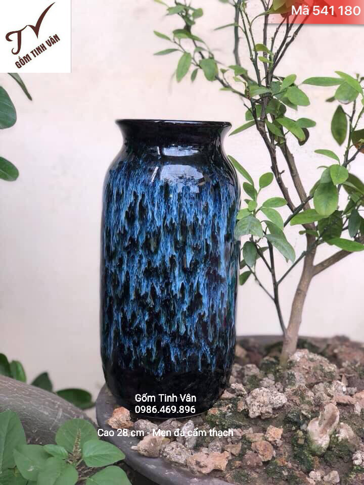 Bình trưng bày men đá cẩm thạch, mã 541180, cao 28 cm, màu sắc độc đáo, gốm sứ bát tràng, tinh vân