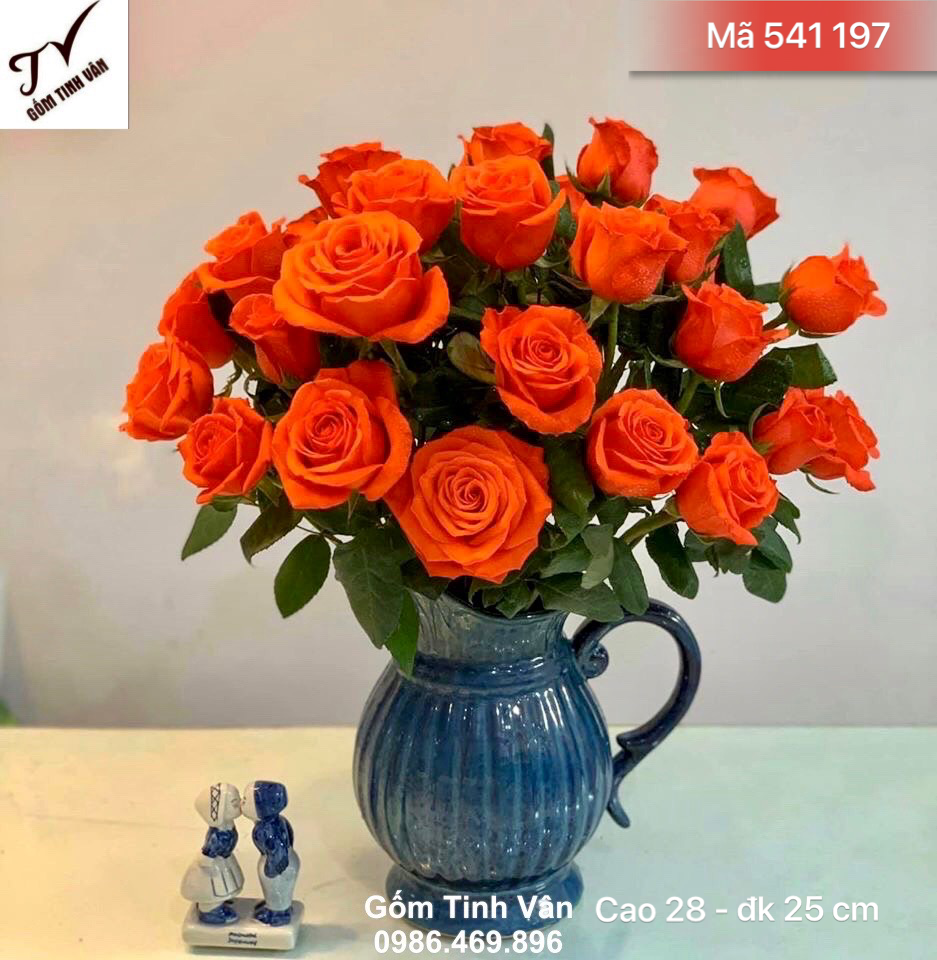 Bình trưng bông dáng bình sữa, mã 541197, cao 28 ngang 25 cm, men xanh đá hoả biến, cắm hoa đẹp, trang trí nội thất, gốm sứ bát tràng tinh vân