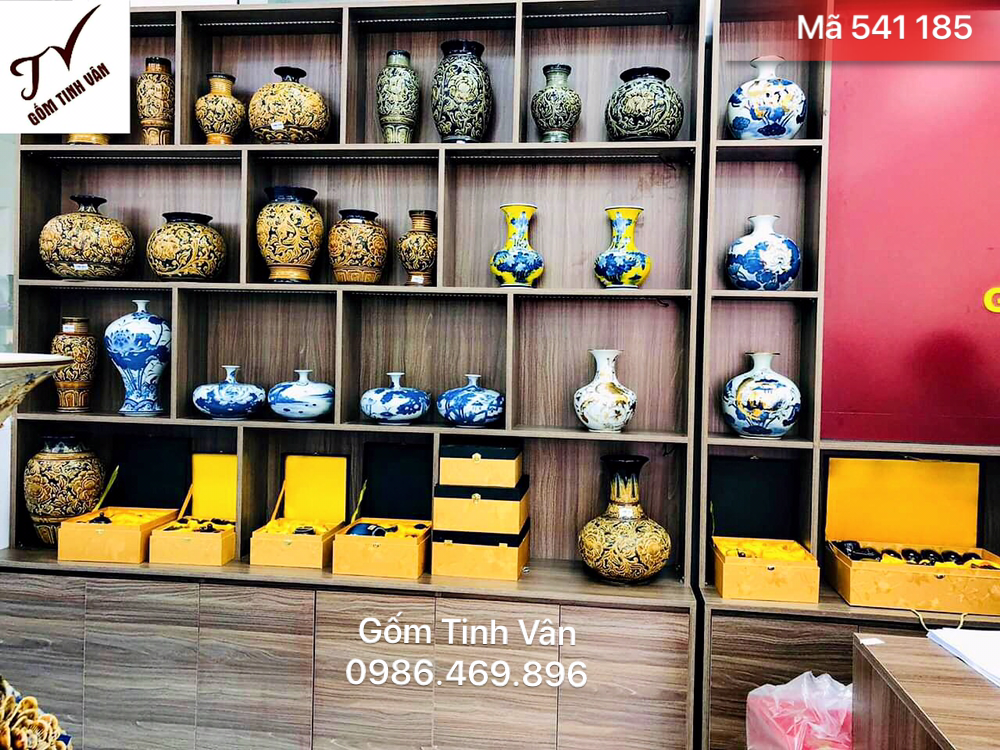 Bộ sưu tập bình bông, trang trí, trưng bày, mã 541185, men hoả biến, cao 25-28-30 cm, gốm sứ bát tràng, tinh vân