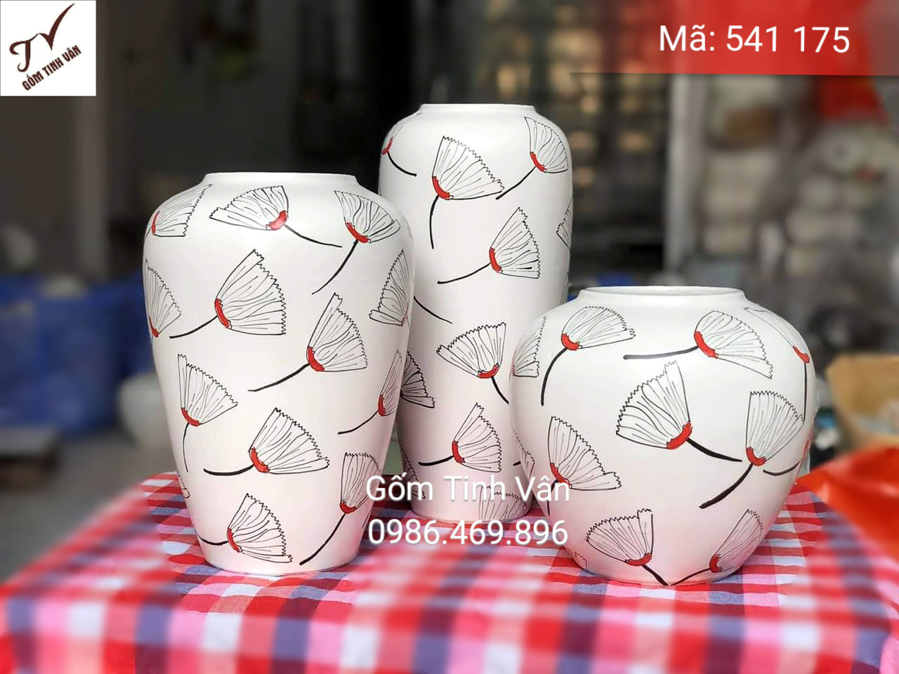 Set 3 bình bông nghệ thuật, mã 541175, hoa văn vẽ tay siêu đẹp, dễ thương, cao 23-27-30 cm, gốm sứ bát tràng, tinh vân