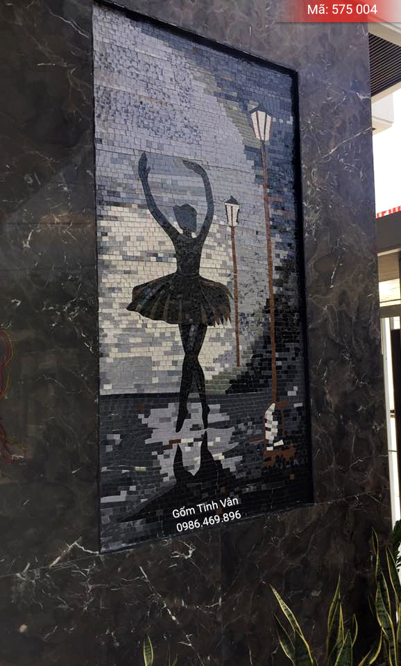 Tranh ghép 3D, mã 575004, tranh ghép mosiac, cô gái múa ba lê gốm bát tràng, tinh vân, nhận đặt theo yêu cầu