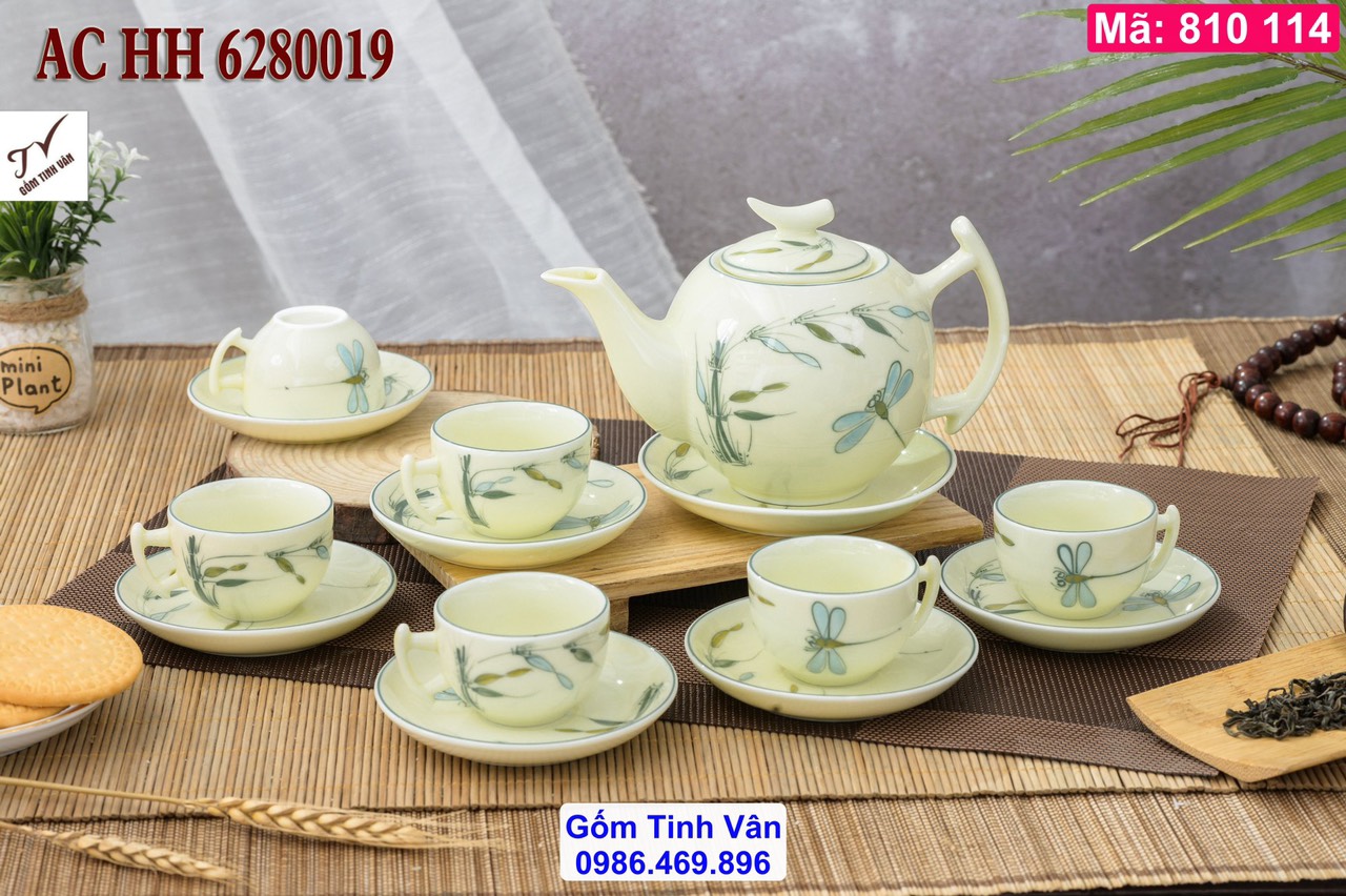 Video 100 mẫu bình trà men trắng men kem vẽ hoa văn đẹp nhất, in logo, quà tặng, mã 810114, gốm bát tràng tinh vân