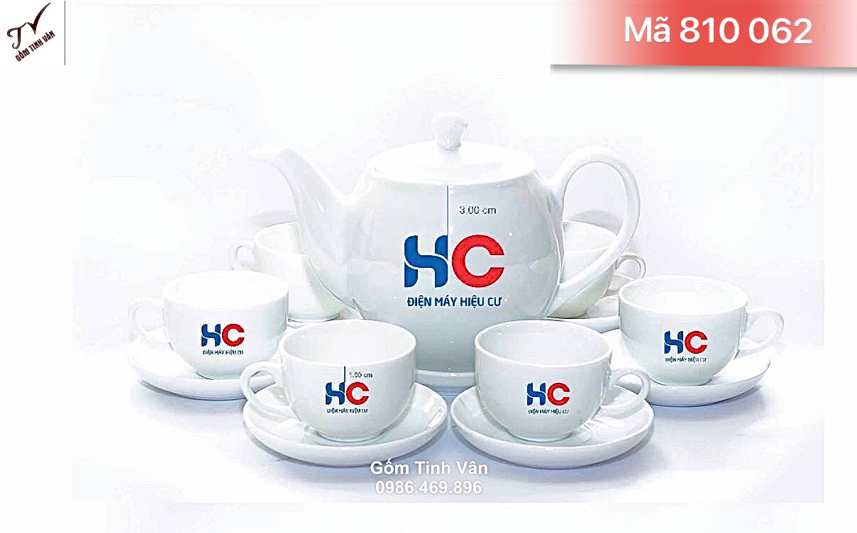 Bộ ấm chén dáng minh long 1, dung tích 750 ml, mã 810062, quà tặng gốm sứ in logo, gốm bát tràng cao cấp, giá báo trên 100  bộ