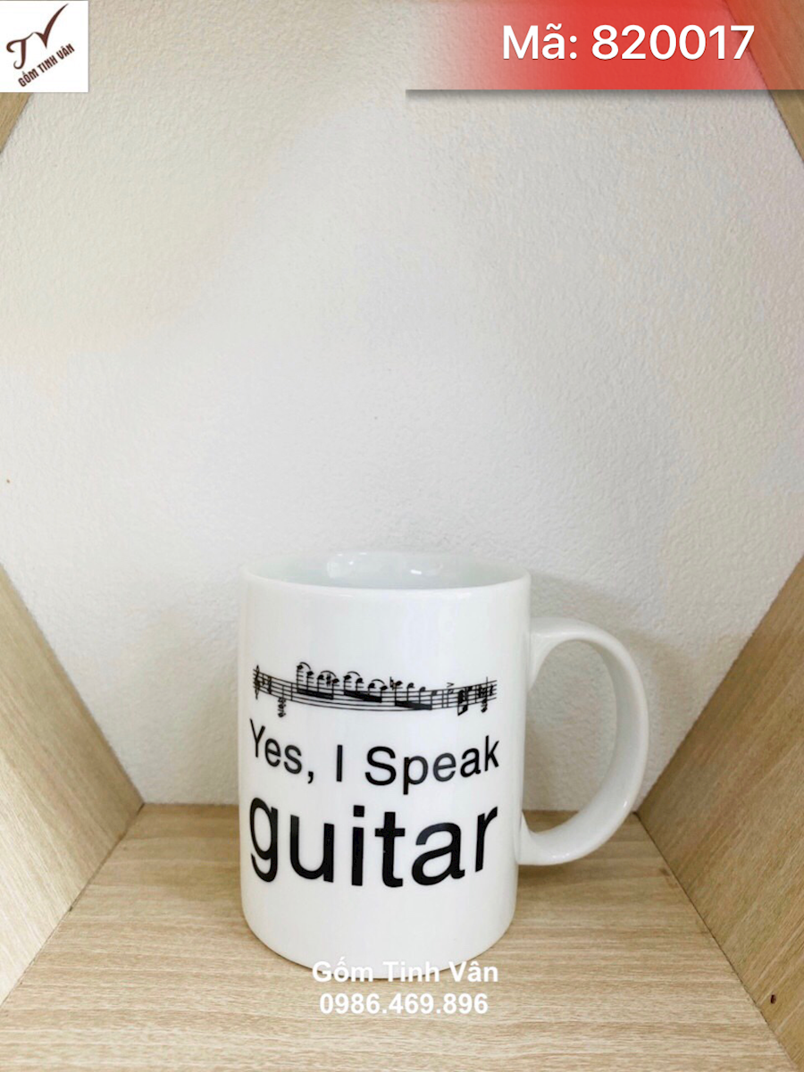 Ly sứ trắng quai C, mã 820017, in chữ và logo, cao 10cm x đường kính 8cm, dung tích 330 ml, quà tặng khách hàng, Gốm sứ Bát Tràng Tinh Vân, giá báo trên 100 chiếc