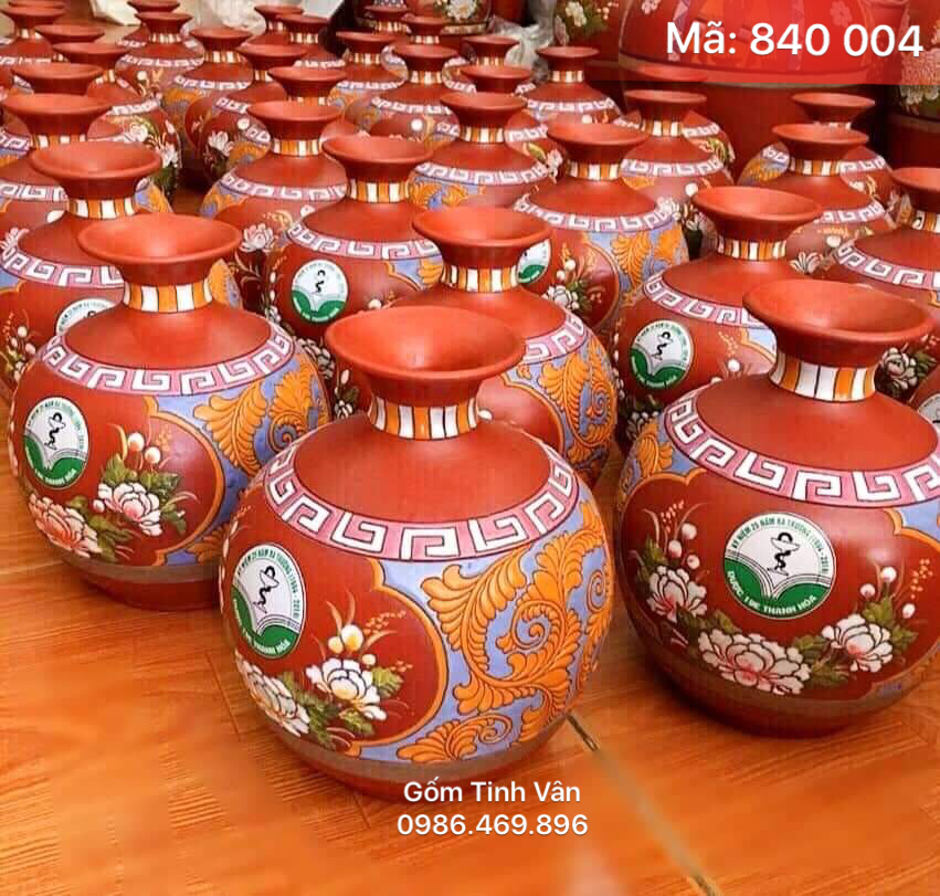 Bình hút tài lộc cao 28 cm, 840004, gốm đỏ chạm khắc, in logo, gốm bát tràng, tinh vân