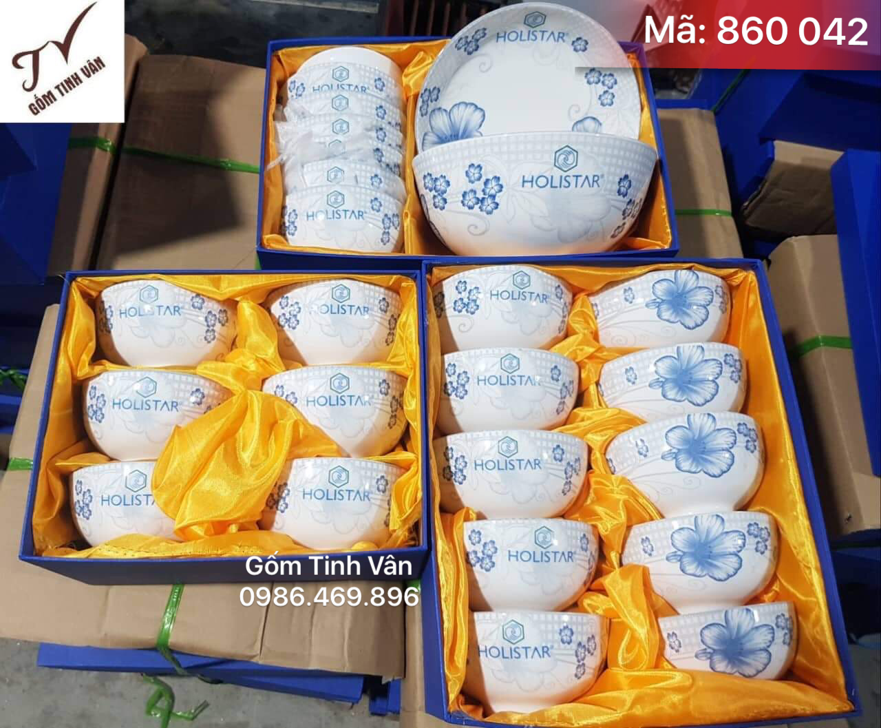 Bộ tô chén đĩa quà tặng, mã 860042, men trắng, vẽ hoa văn sang trọng, tặng khách hàng, in logo giá rẻ, gốm bát tràng, tinh vân