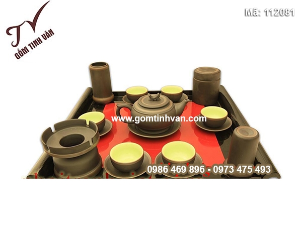 Bộ ấm chén gốm tử sa đầy đủ phụ kiện - 112081