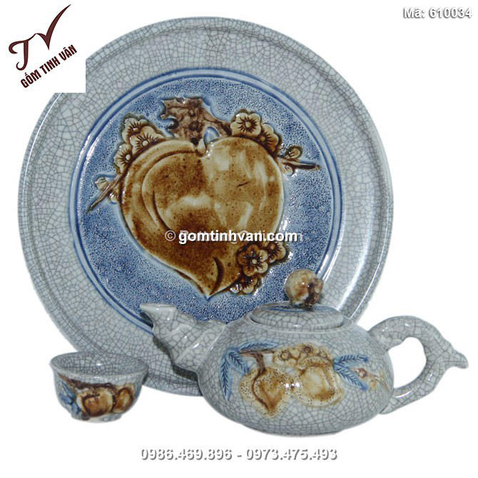 Bộ ấm chén thờ - Men rạn cổ - 610034