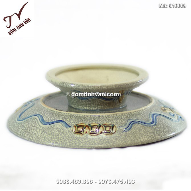 Mâm bồng Rồng Phượng - men rạn cổ - đường kính 30 cm - 610009