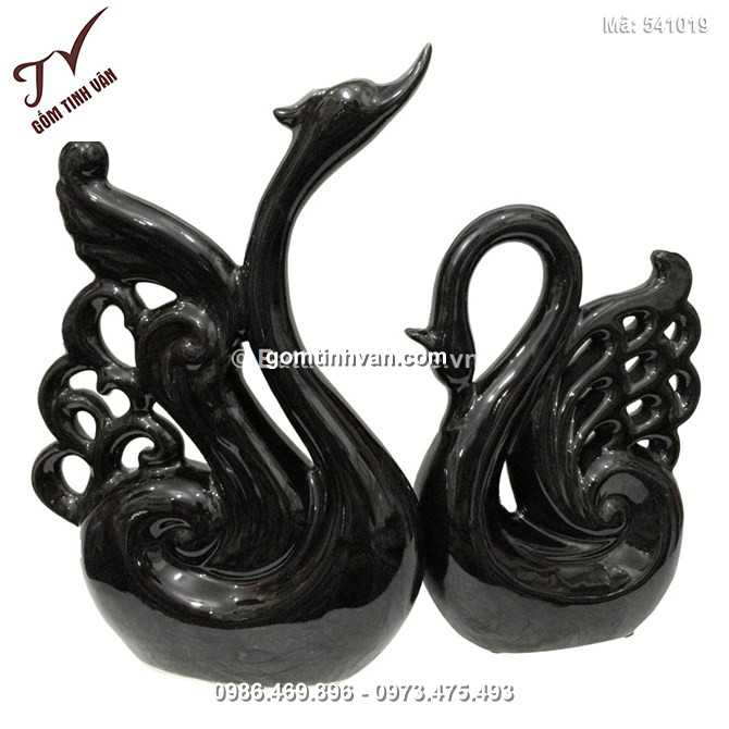Lọ hoa trang trí thiên nga hạnh phúc màu đen - 541019