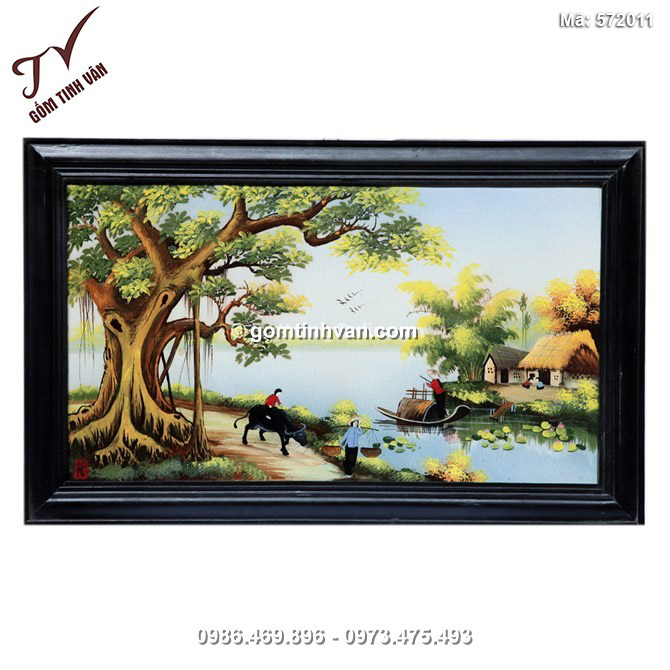 Tranh vẽ cảnh đồng quê 05 - cao 42cm, rộng 66cm - 572011