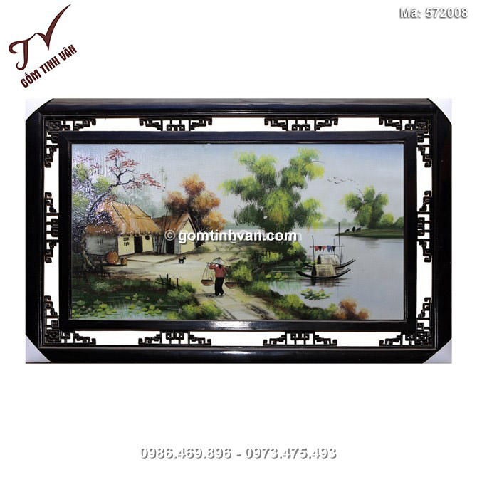 Tranh vẽ cảnh đồng quê - cao 42cm, rộng 66cm - 572008