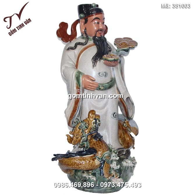 Tượng Phúc Lộc Thọ - men rạn cổ - cao 70 cm - 351003