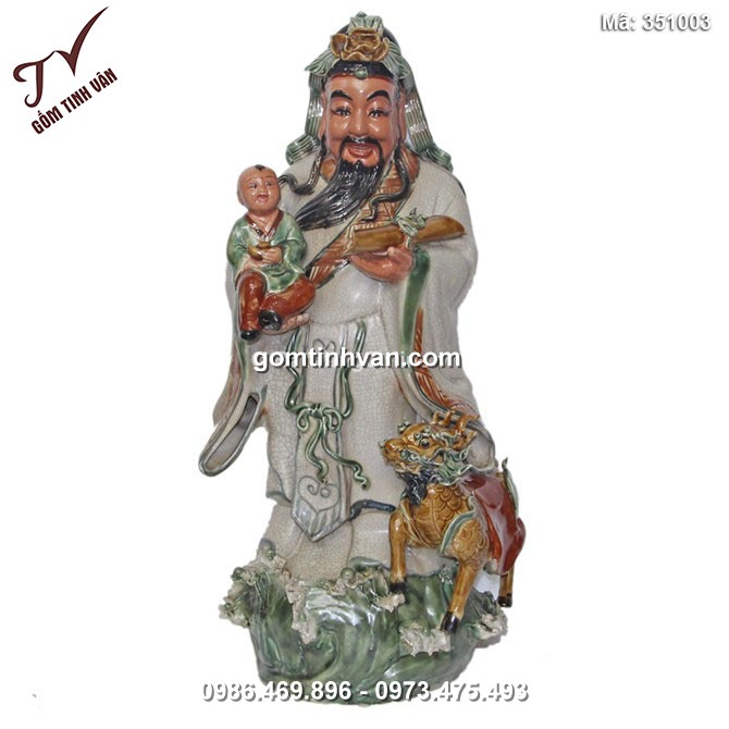 Tượng Phúc Lộc Thọ - men rạn cổ - cao 70 cm - 351003