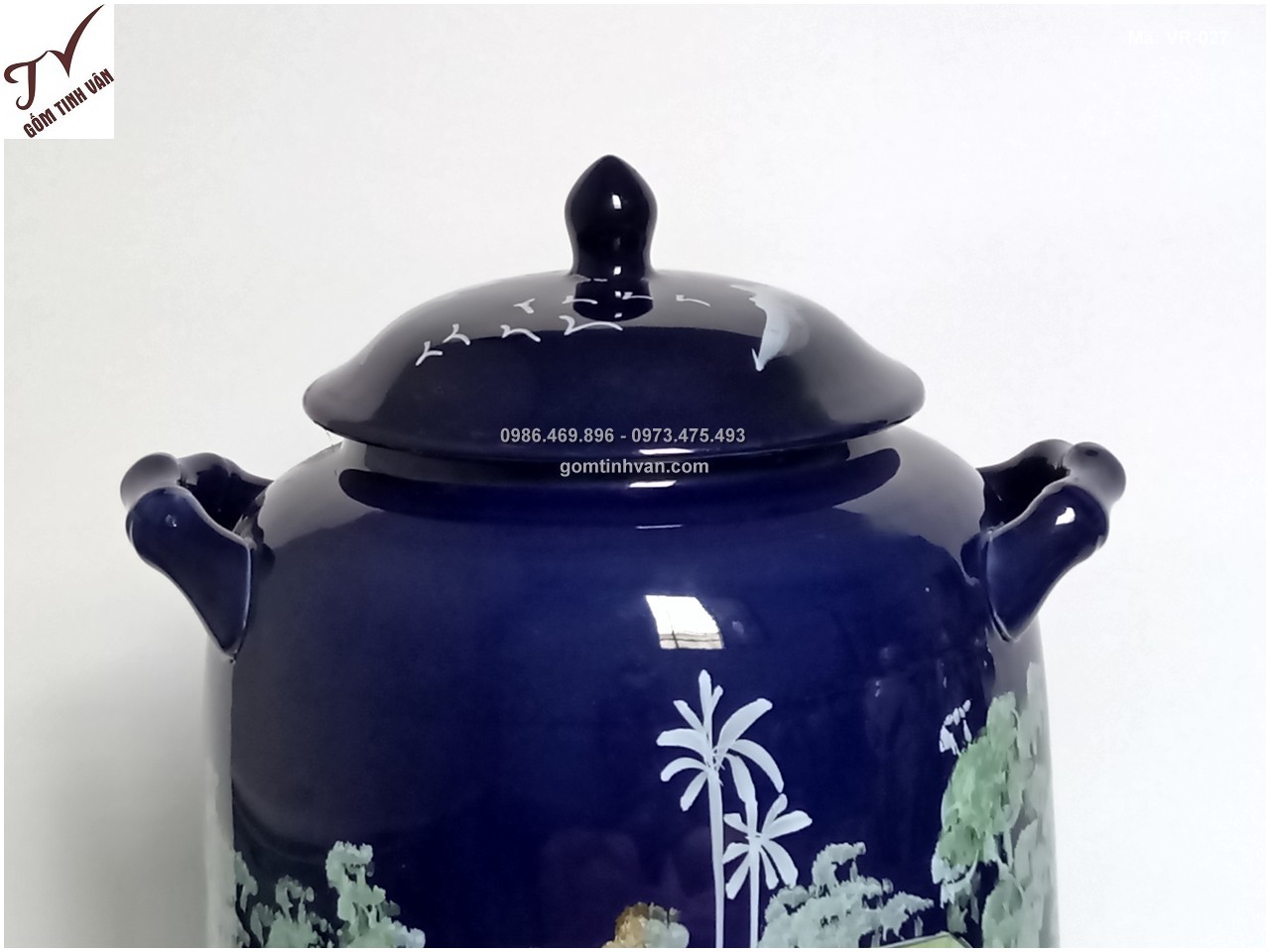 Vò sứ ngâm rượu cảnh Làng Quê ( 20L)- VR027