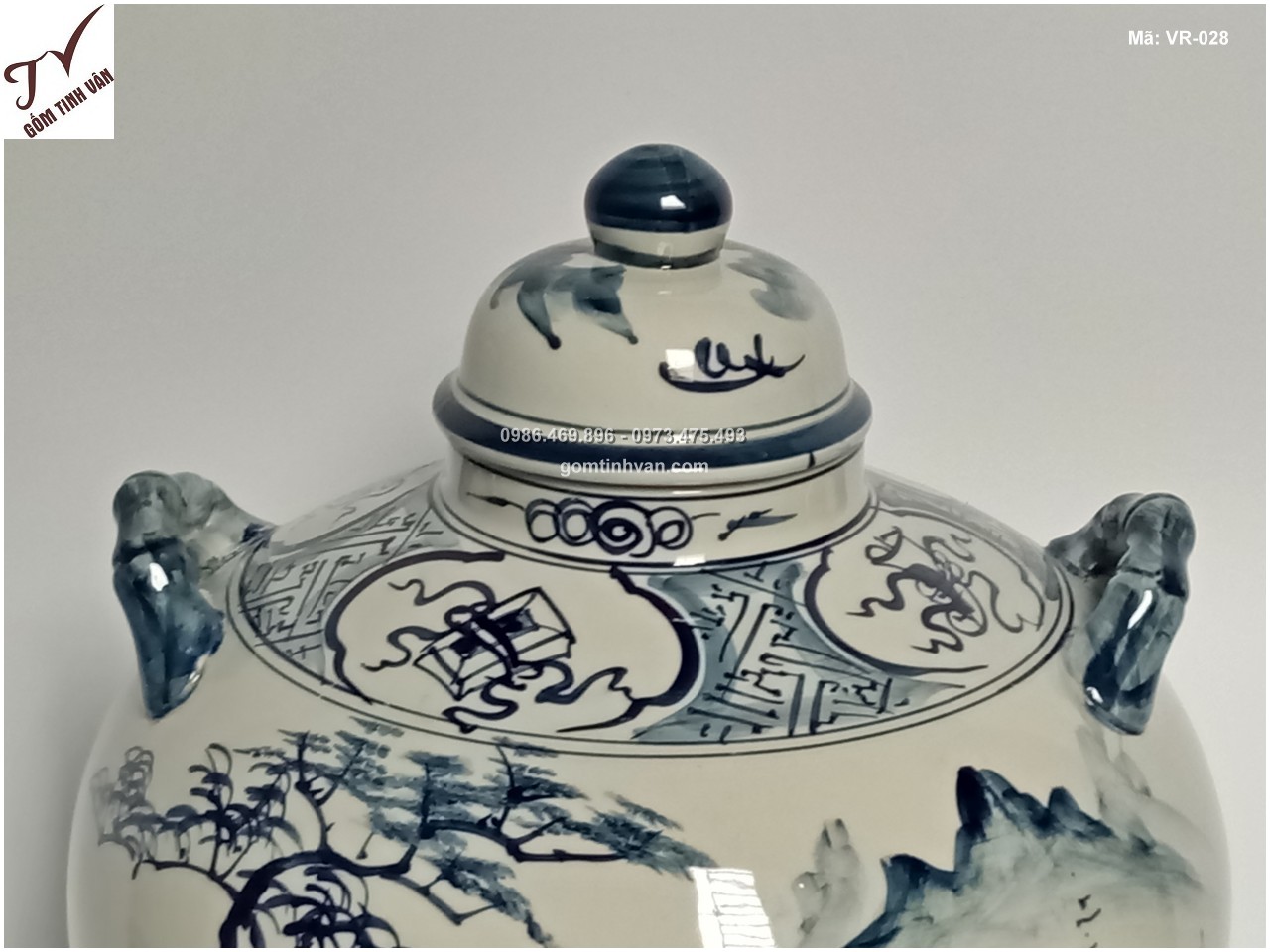 Vò sứ ngâm rượu cảnh Sông Núi (15L) - VR028
