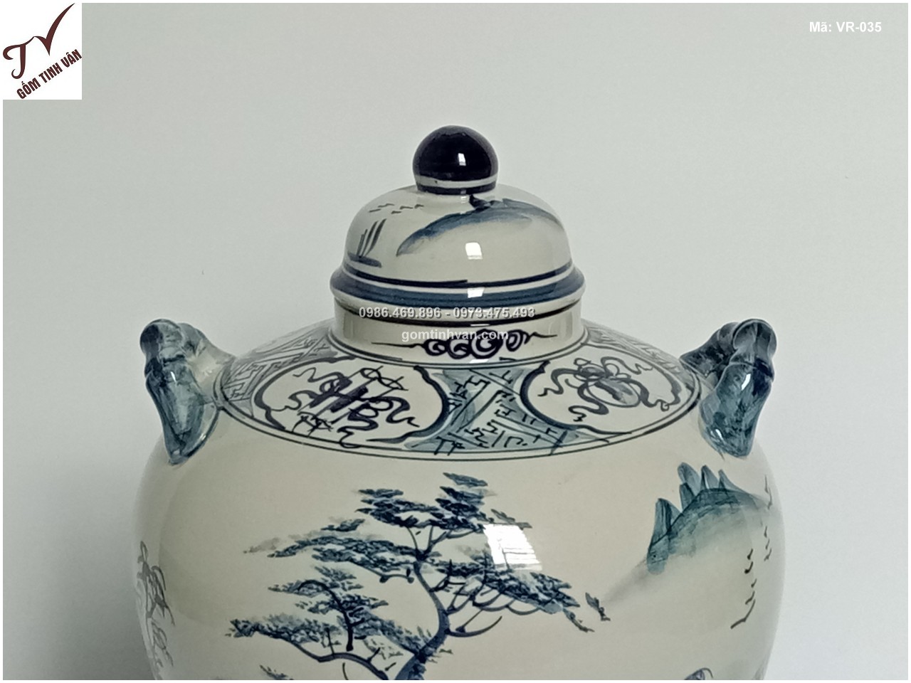 Vò sứ ngâm rượu cảnh Sông Núi (10L) - VR035