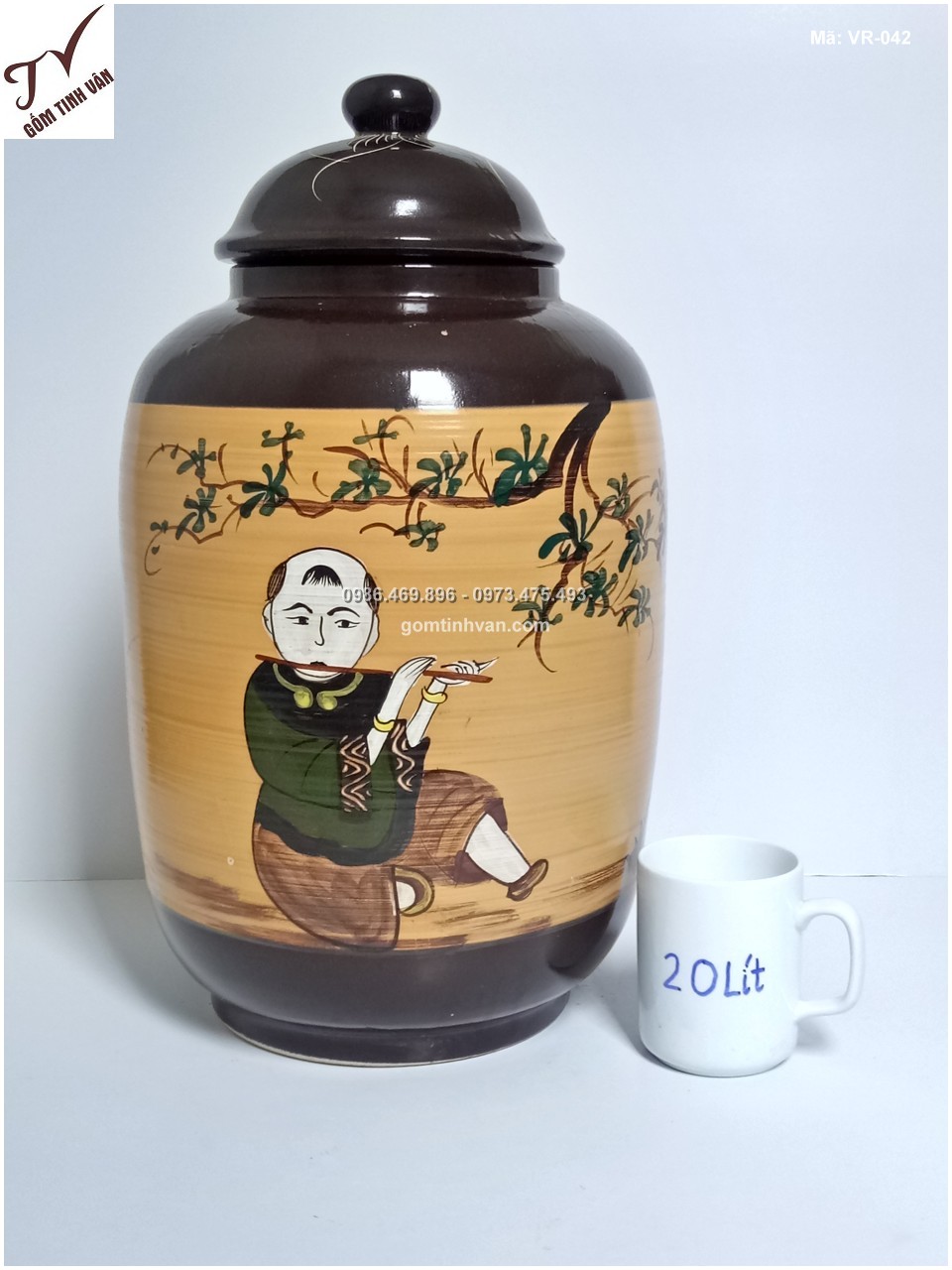 Vò sứ ngâm rượu cảnh Chú Tiểu (20L) - VR042