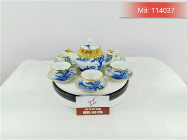 Bộ bình trà trúc lâm thất hiền bọc đồng cao cấp